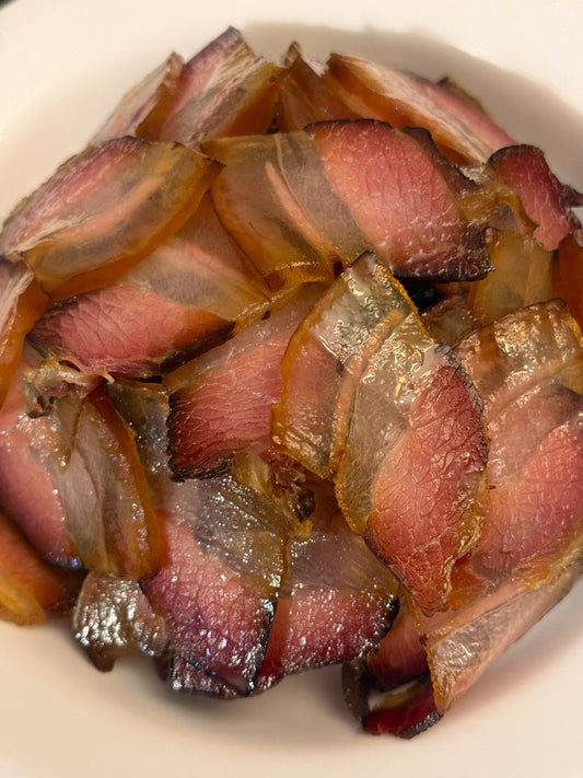 Smoked Pork Strips 1 lb (Ready to Eat / Sliced or Unsliced) - Sichuan Homemade Style crafted in the US 【川味烟熏腊肉 1磅 (開后即可食用 / 可選已切片)- 美国手工制作】